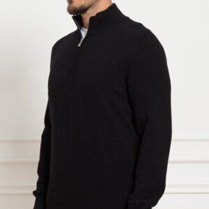 Jos. A. Bank Tailored Fit 1/4-Zip Pima Cotton Sweater - colour:Black